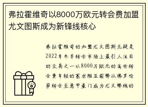 弗拉霍维奇以8000万欧元转会费加盟尤文图斯成为新锋线核心 弗拉霍维奇以8000万欧元转会费加盟尤文图斯成为新锋线核心